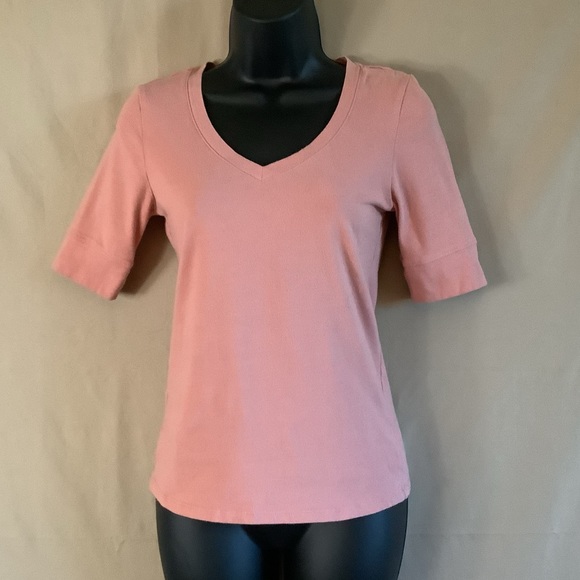 Active Basic Women Pink Fitted V-Neck Tee M - Picture 9 of 10